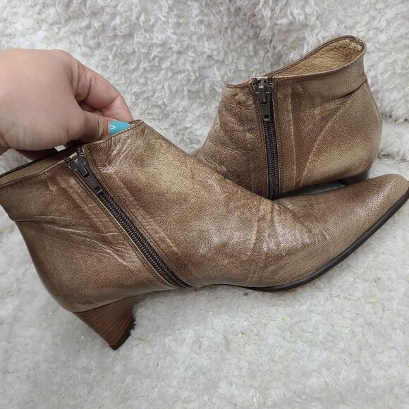 Navid O Nadia Vintage Tan Leather Pointed Toe Ankle Boots sz 39 - Picture 6 of 10